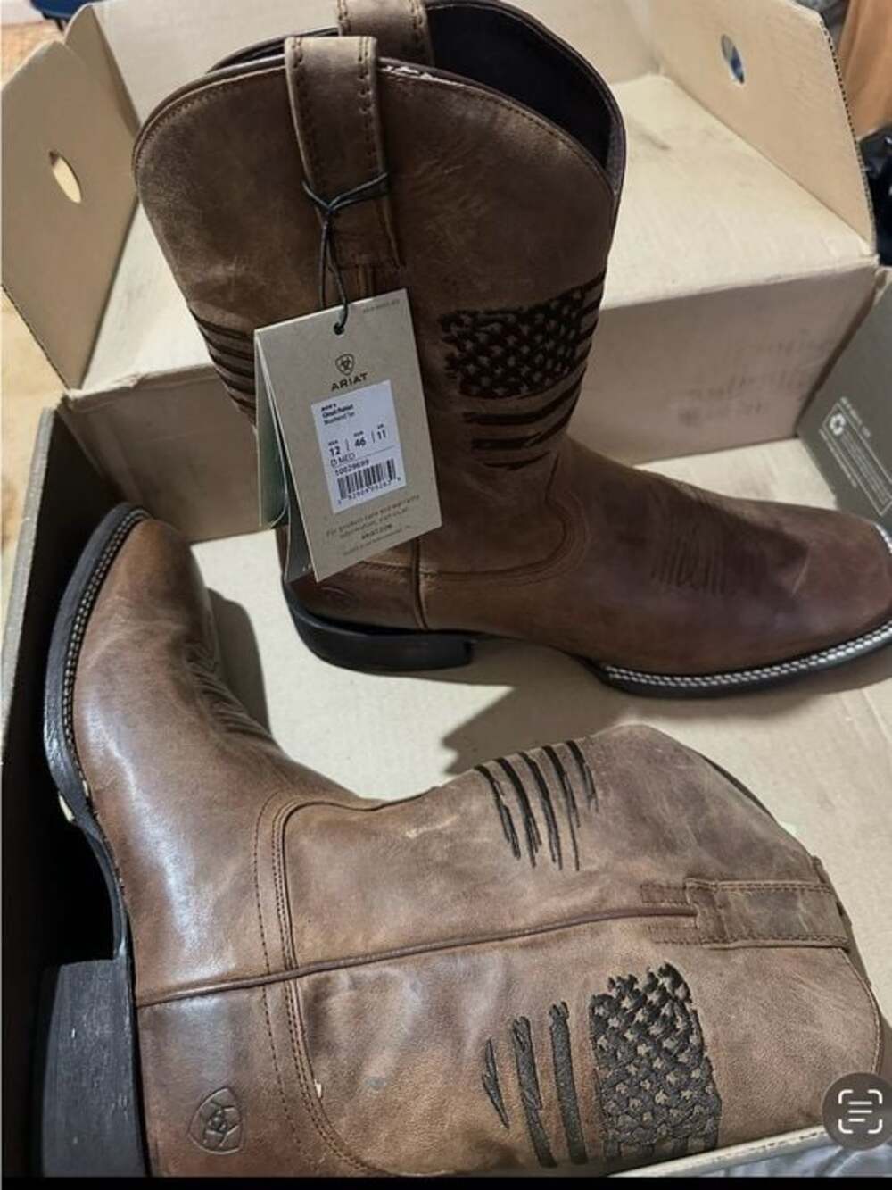 Ariat Men's SZ 12 Patriot USA Flag Western Boots - Picture 3 of 5